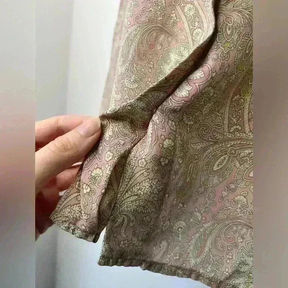 Liz Claiborne Womens Silk Paisley Fairy Core Powder Pink Boho Ethereal Top 4 - Picture 10 of 13
